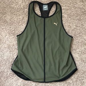 Puma tank top dark green with black mesh